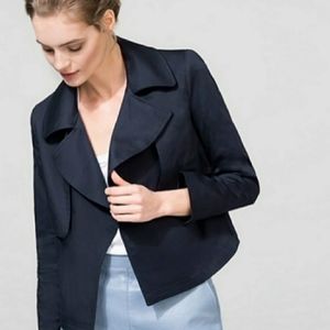 Cuyana Navy Cropped Coat Jacket